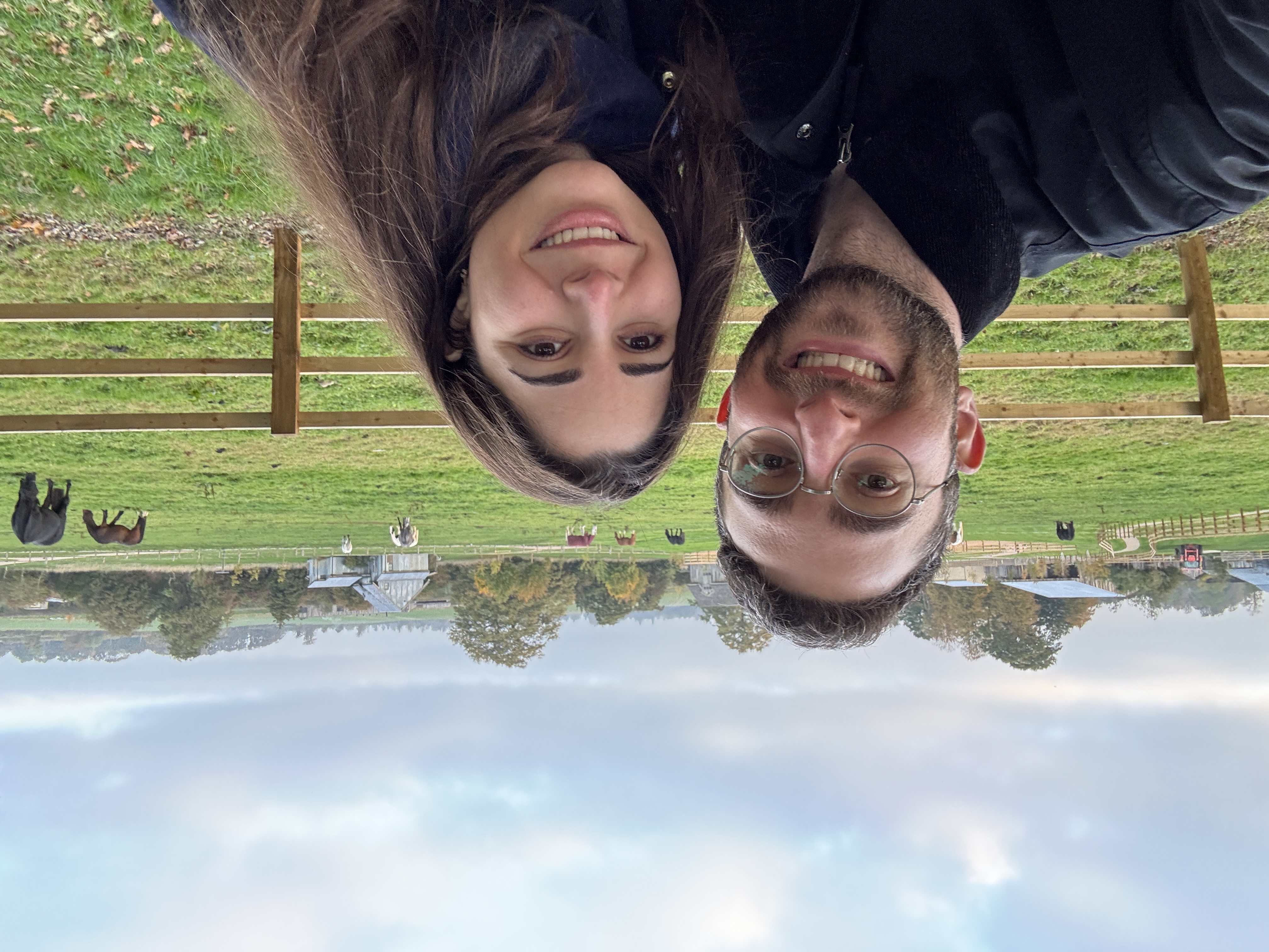 Selfie with horses in countryside