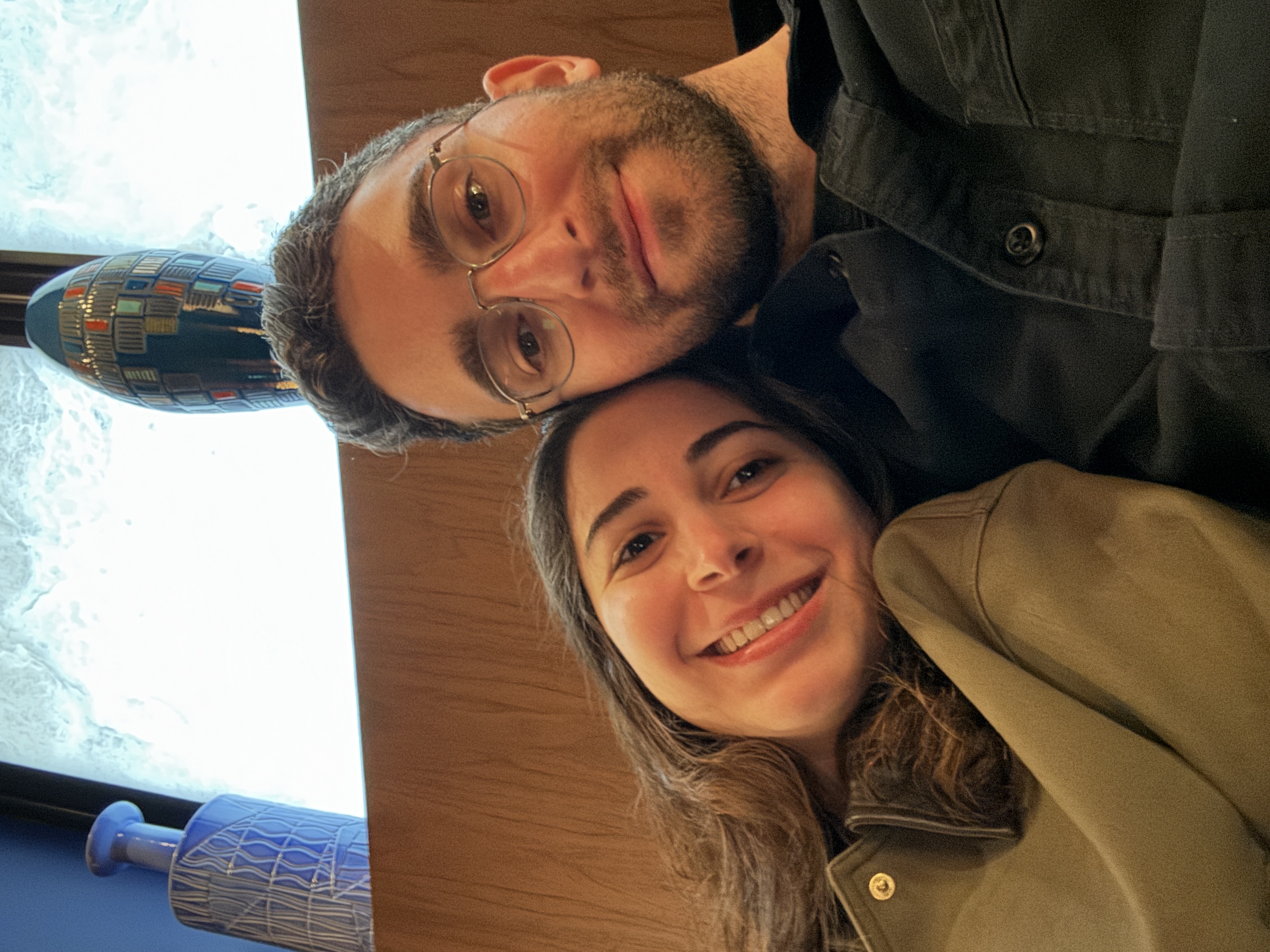 Cozy selfie leaning together